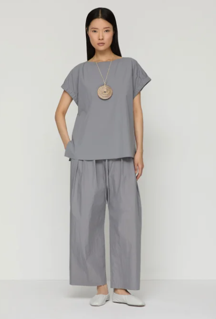 Travel Cotton Dean Wide Leg Ankle Pant-Clothing-Lafayette 148-Titanium-XS-Mercantile Portland
