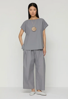 Travel Cotton Gathered Cuff Shirt-Clothing-Lafayette 148-Titanium-XS-Mercantile Portland
