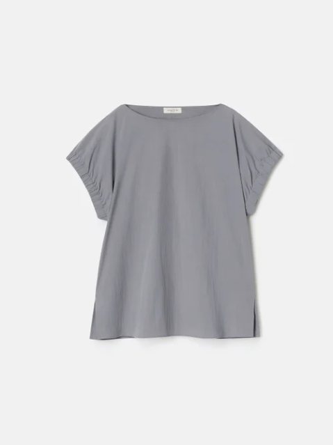 Travel Cotton Gathered Cuff Shirt-T-Shirts-Lafayette 148-Titanium-XS-Mercantile Portland