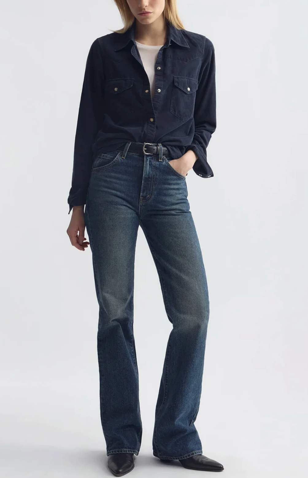 Travis Corduroy Shirt in Dusk Navy-Shirts-Nili Lotan-Navy-XS-Mercantile Portland