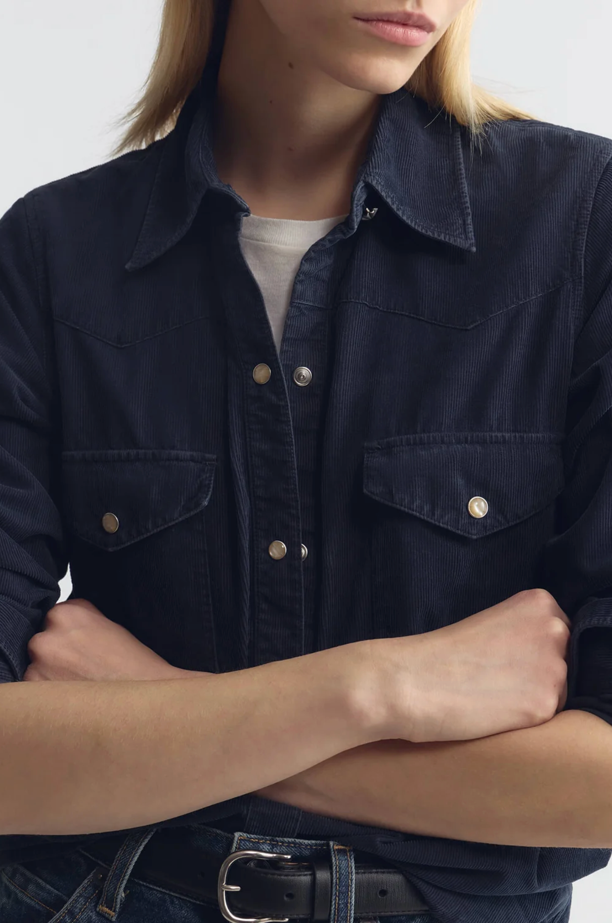 Travis Corduroy Shirt in Dusk Navy-Shirts-Nili Lotan-Navy-XS-Mercantile Portland