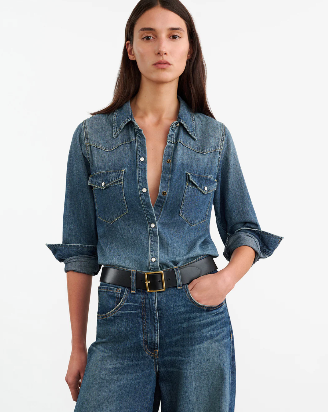 Travis Shirt-Denim-Nili Lotan-Classic Wash-XS-Mercantile Portland