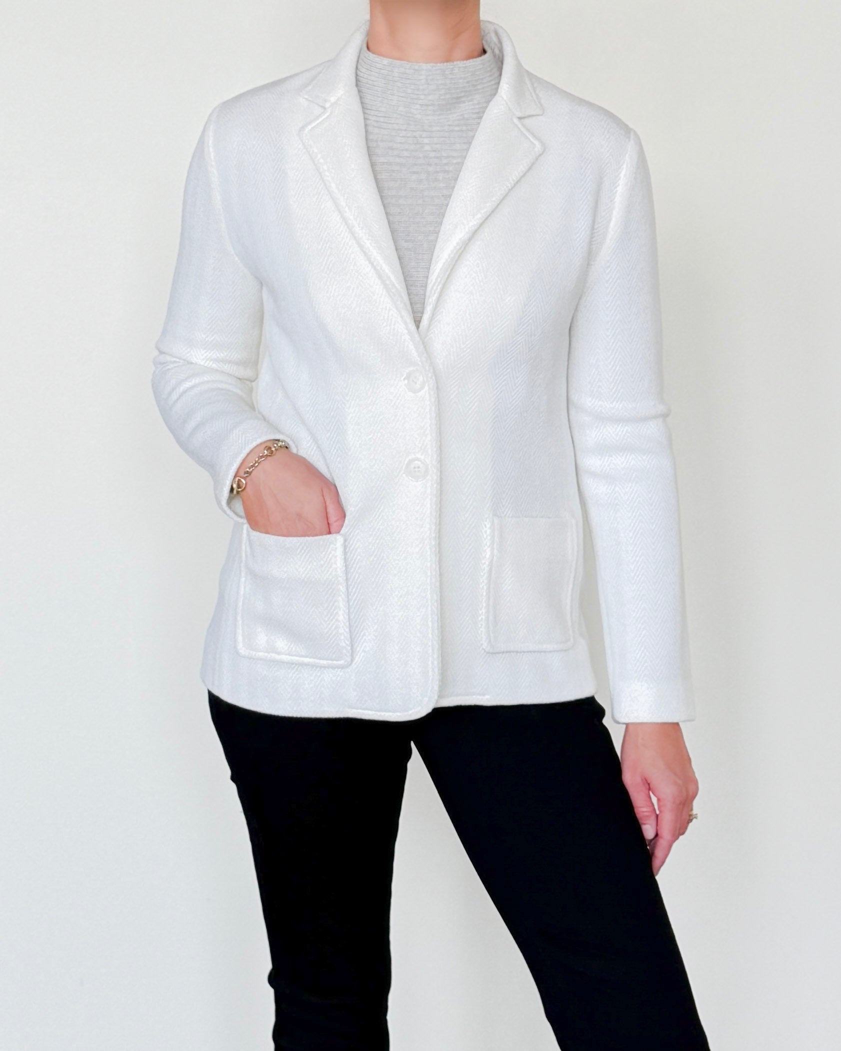 Treccia Textured Wool Blazer in Bianco-Clothing-Amina Rubinacci-Bianco-38-Mercantile Portland