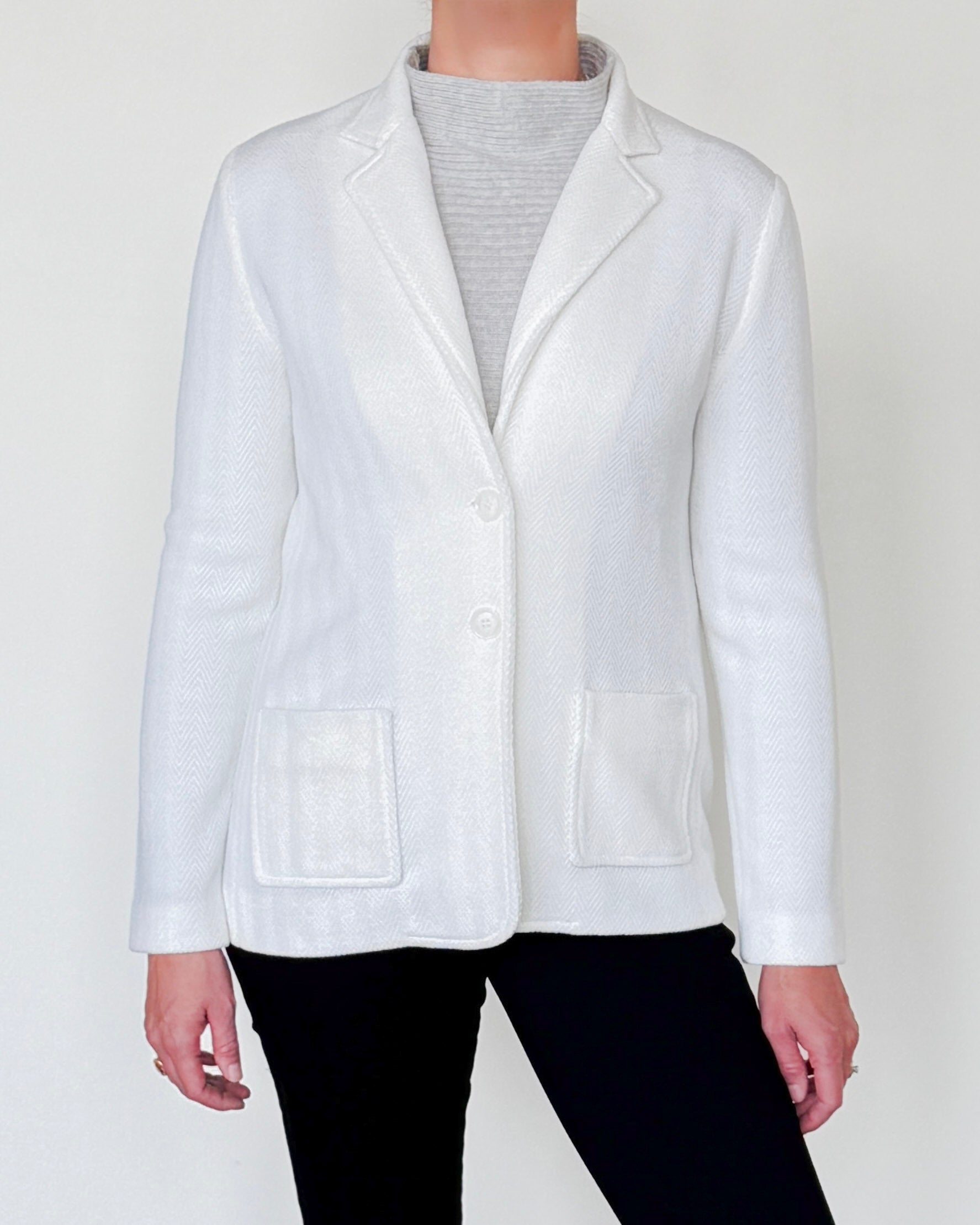 Treccia Textured Wool Blazer in Bianco-Clothing-Amina Rubinacci-Bianco-38-Mercantile Portland