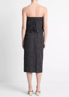 Trellis Plaid Strapless Tie-Back Top-Clothing-Vince-Black/Cream-0-Mercantile Portland
