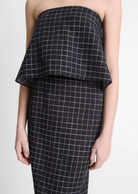 Trellis Plaid Strapless Tie-Back Top-Clothing-Vince-Black/Cream-0-Mercantile Portland