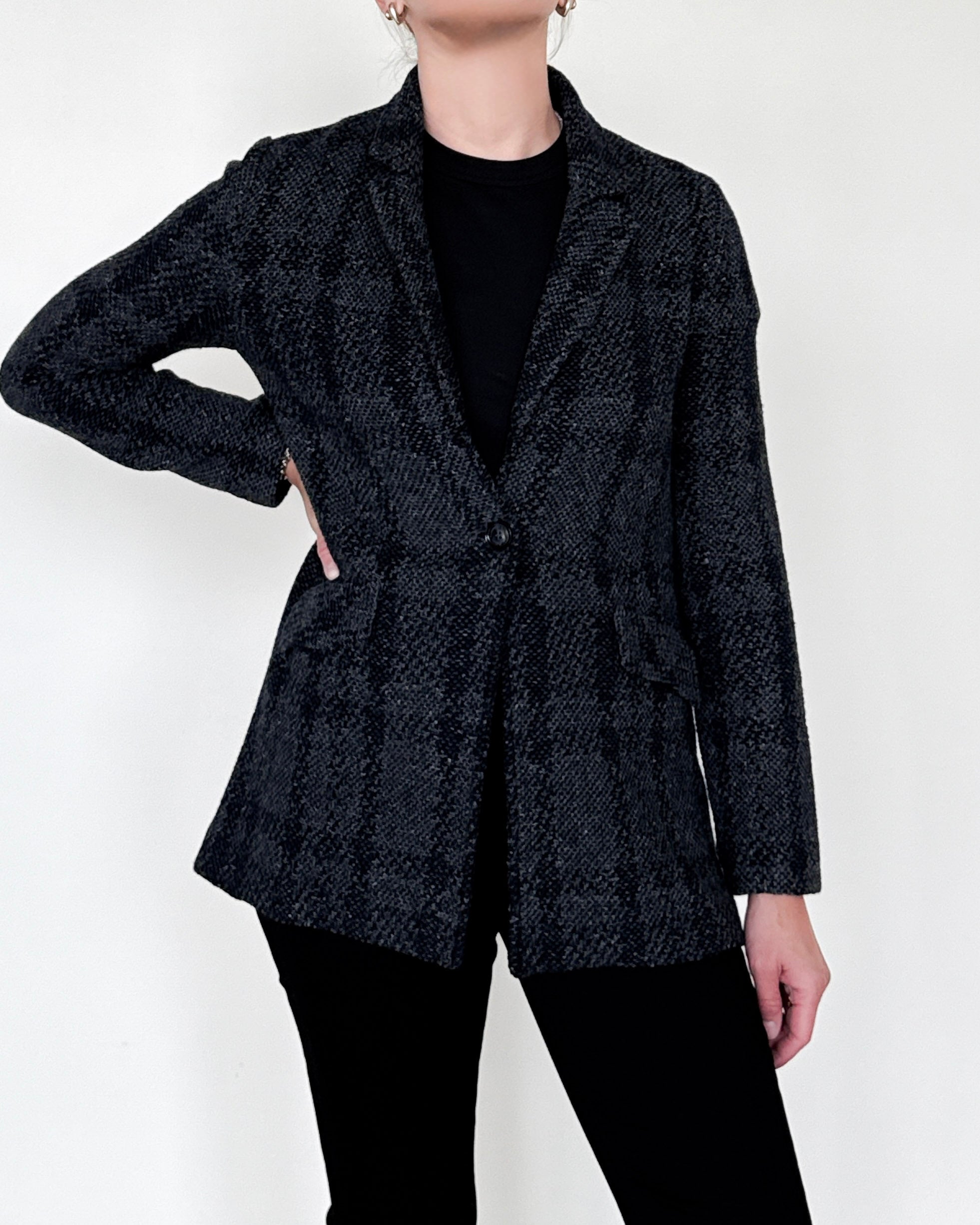 Trend Long Jacket in Navy Smog-Outerwear-Amina Rubinacci-Smog-38-Mercantile Portland