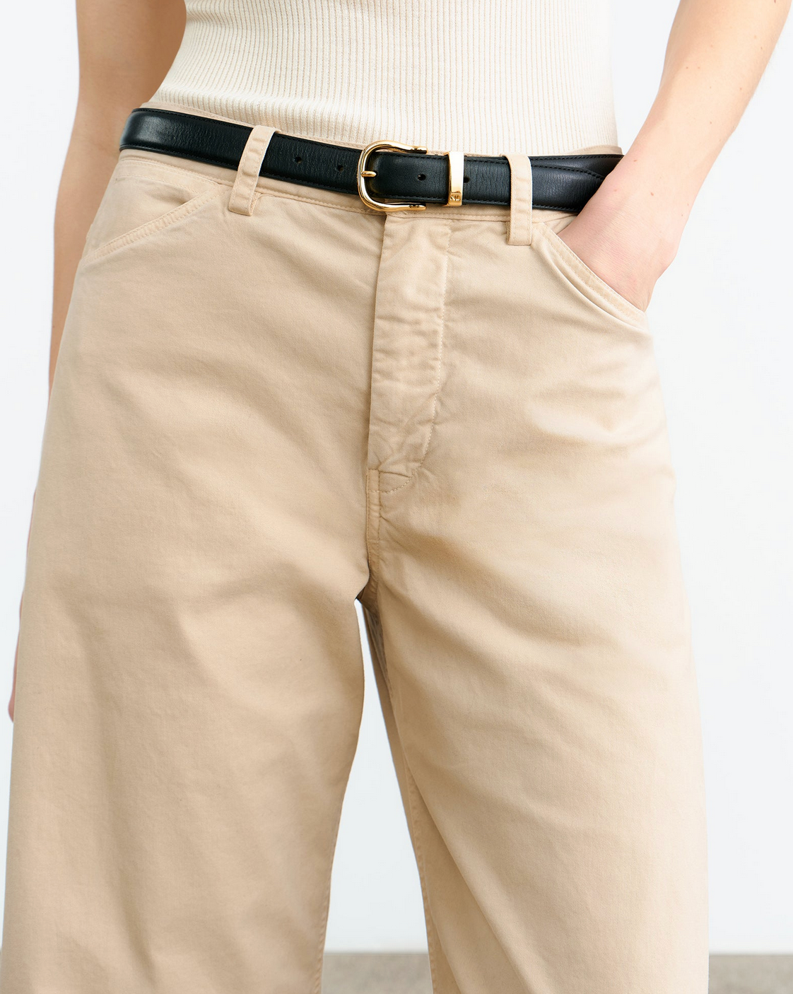 Tribeca Cotton Pant in Sandstone-Pants-Nili Lotan-Sandstone-2-Mercantile Portland