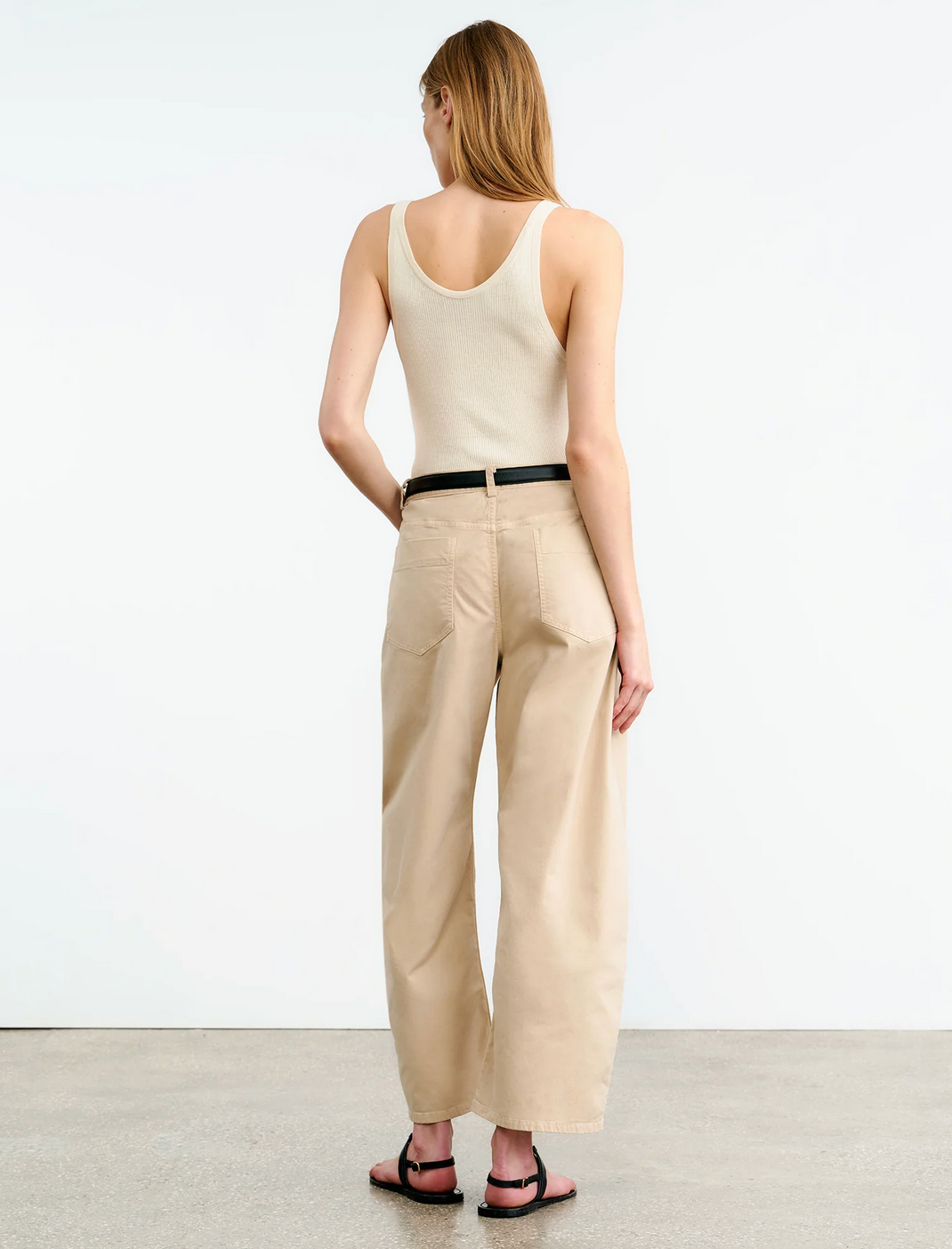 Tribeca Cotton Pant in Sandstone-Pants-Nili Lotan-Sandstone-2-Mercantile Portland