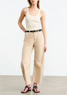 Tribeca Cotton Pant in Sandstone-Pants-Nili Lotan-Sandstone-2-Mercantile Portland