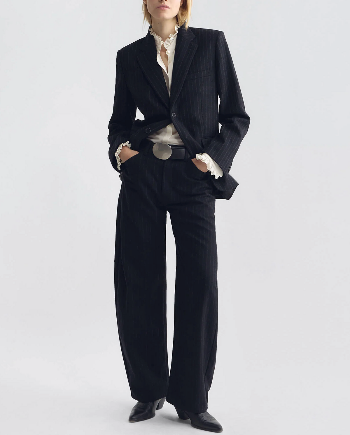 Tribeca Pant in Black Pinstripes-Pants-Nili Lotan-Black Pinstripe-00-Mercantile Portland