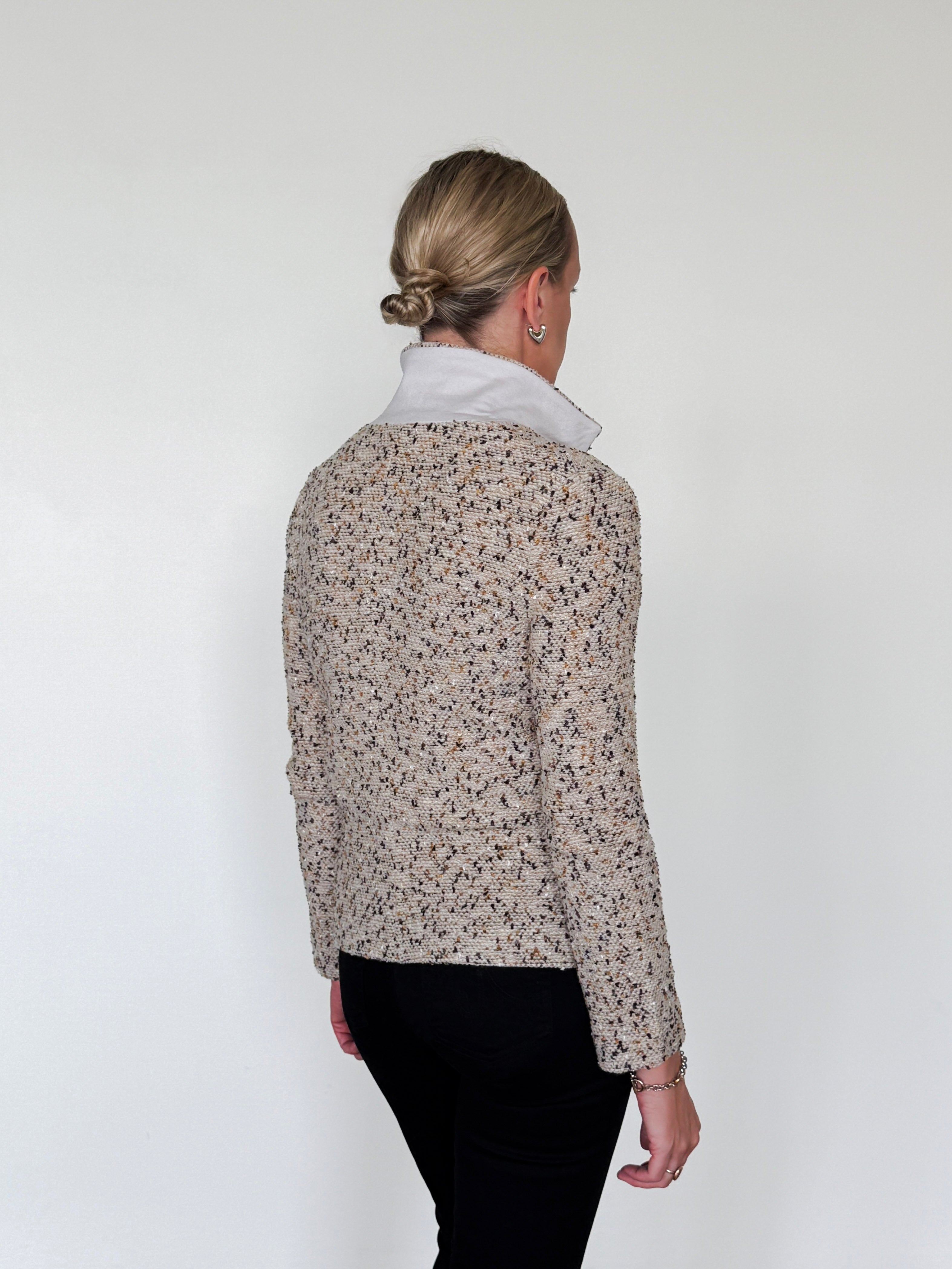 Trieste Multicolored Tweed Velvet Jacket-Clothing-Amina Rubinacci-Black Tweed-38-Mercantile Portland