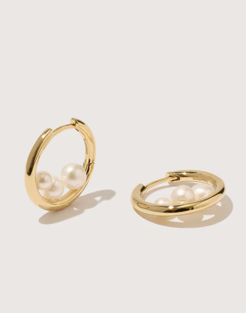 Trio Pearl Hoops in Gold-Jewelry-Otiumberg-Gold-OS-Mercantile Portland