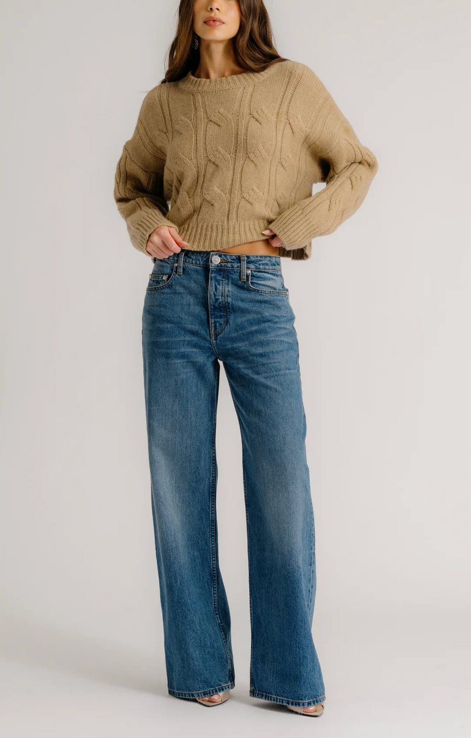 Tristan Cashmere Cable Crew-Clothing-Sablyn-Camel-XS-Mercantile Portland