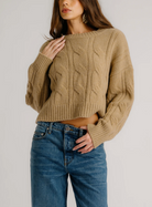 Tristan Cashmere Cable Crew-Clothing-Sablyn-Camel-XS-Mercantile Portland