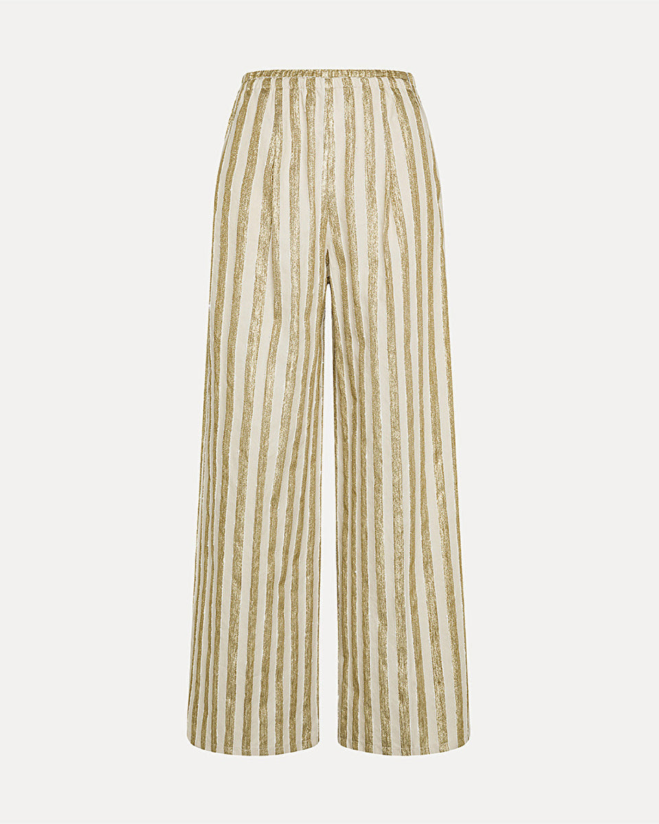 Trousers in Cotton and Linen with Lurex-Pants-Forte Forte-Gold-0-Mercantile Portland
