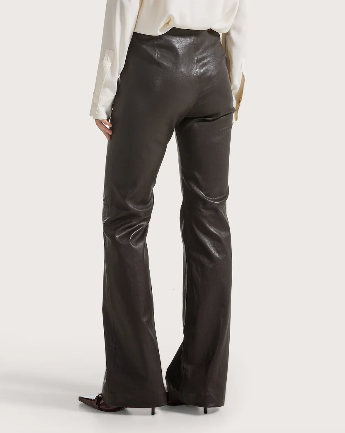 Trousers in matte stretch nappa leather-Pants-SEVENTY-Deep Brown-38-Mercantile Portland