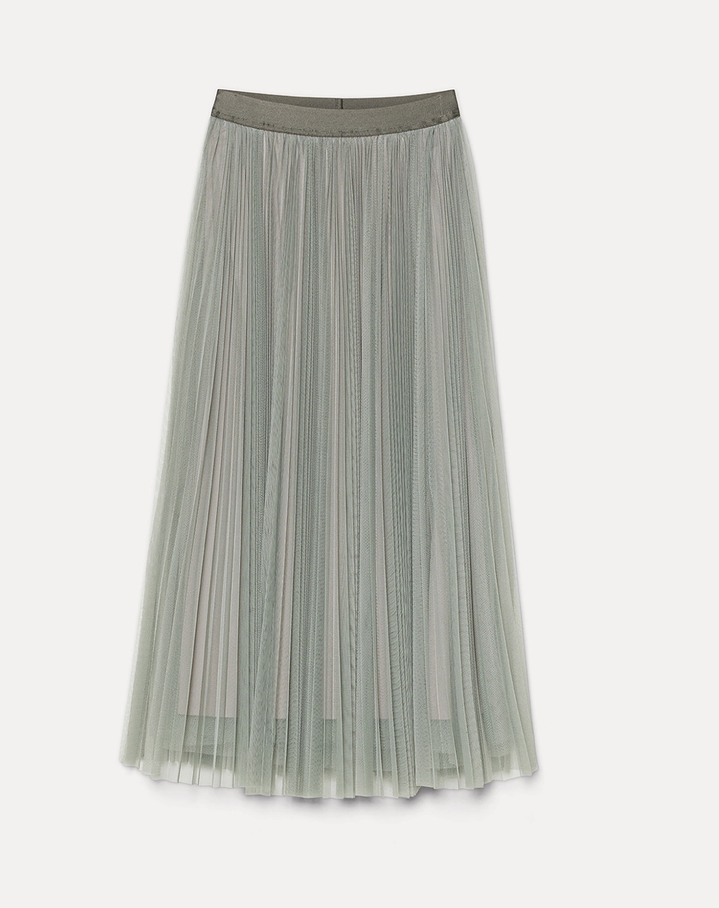 Tulle Skirt With Sunray Pleating-Skirts-Forte Forte-Stone-00-Mercantile Portland