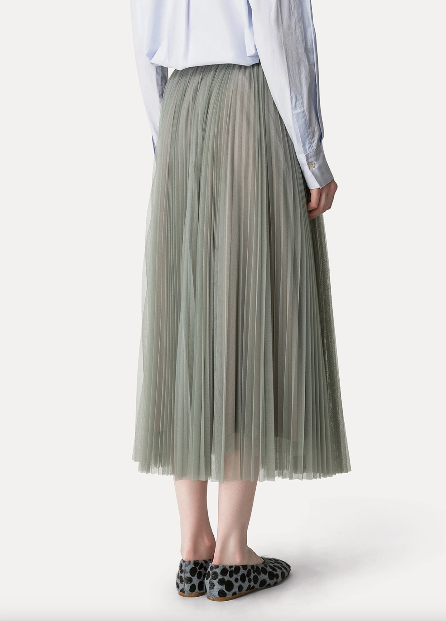 Tulle Skirt With Sunray Pleating-Skirts-Forte Forte-Stone-00-Mercantile Portland
