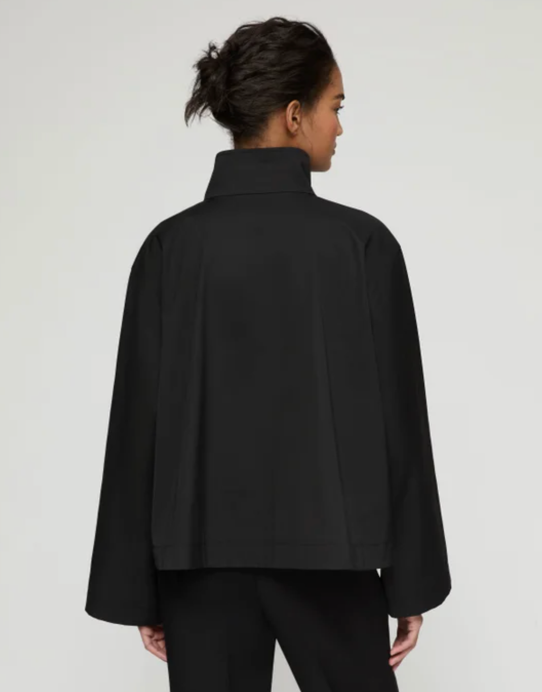 Twill Funnel Neck Jacket-Clothing-Lafayette 148-Black-XS-Mercantile Portland