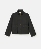 Twill Funnel Neck Jacket-Clothing-Lafayette 148-Black-XS-Mercantile Portland