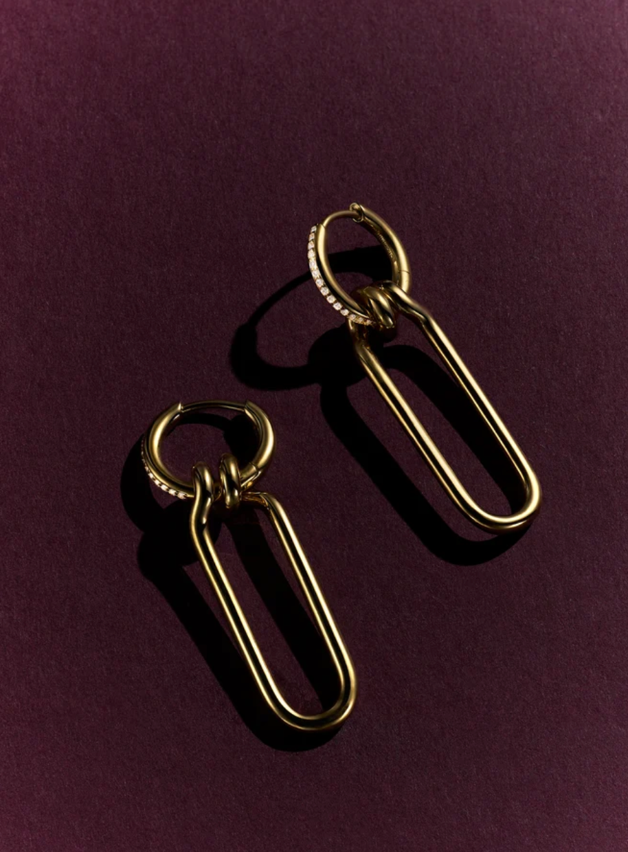 Twist Drop Hoop Earrings-Jewelry-Otiumberg-Yellow Gold-OS-Mercantile Portland