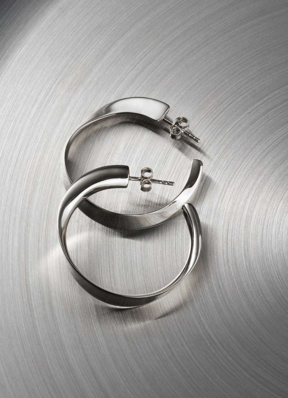 Twist Wave Hoops in Silver Plate-Jewelry-Otiumberg-Silver-OS-Mercantile Portland
