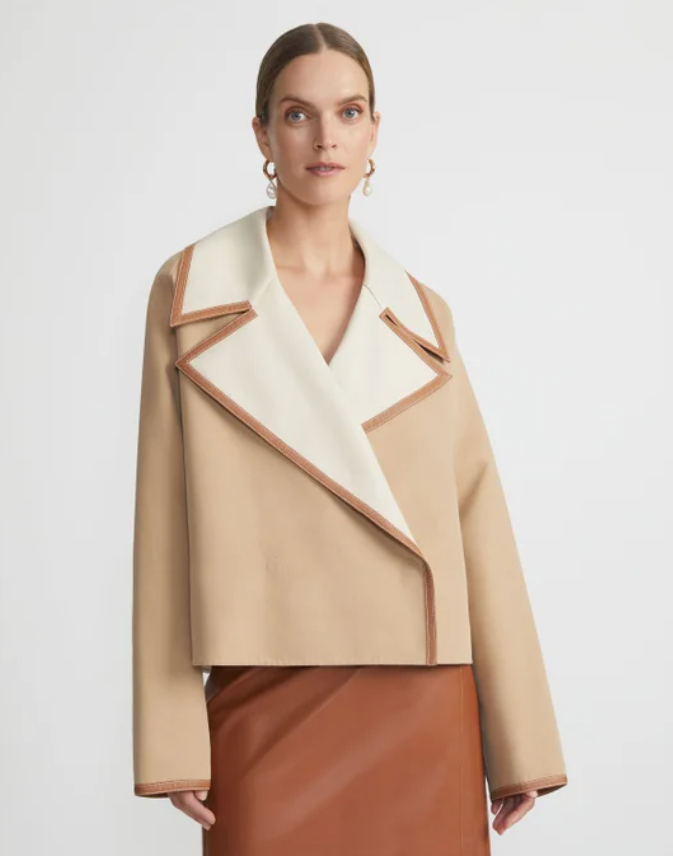 Two Tone Reversible Lapel Jacket-Clothing-Lafayette 148-Birch/Raffia-XS-Mercantile Portland