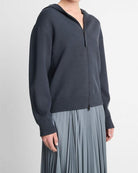 Two-Way Zip-Up Hoodie-Sweaters-Vince-Graphite-XXS-Mercantile Portland