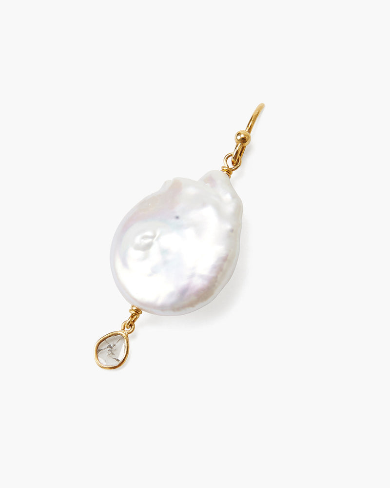 White Pearl and Diamond Teardrop Earrings-Chan Luu-Mercantile Portland