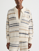 V-Neck Long Sleeve Polo-Tops-TWP-Ivory-XS-Mercantile Portland