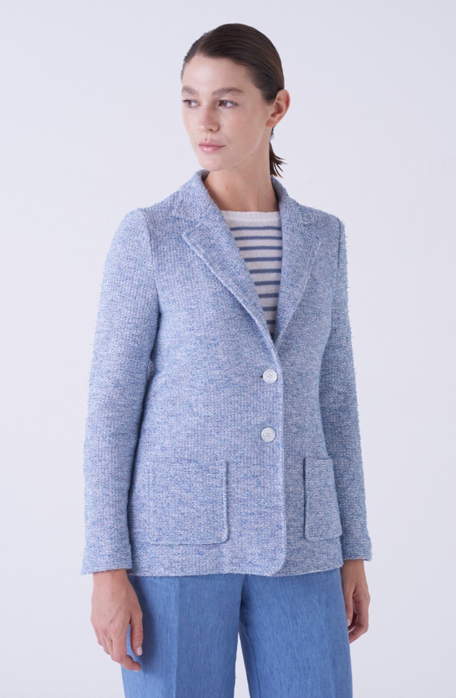 Venerdi Knit Blazer-Clothing-Amina Rubinacci-Blue-40-Mercantile Portland