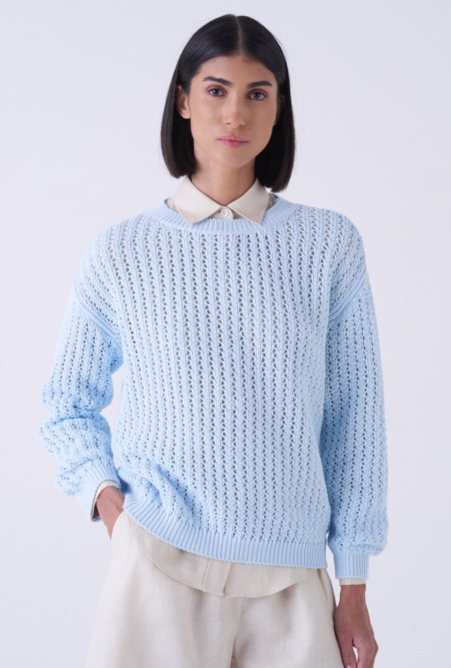 Vesuvio Pullover Sweater-Clothing-Amina Rubinacci-Denim Chiaro-38-Mercantile Portland