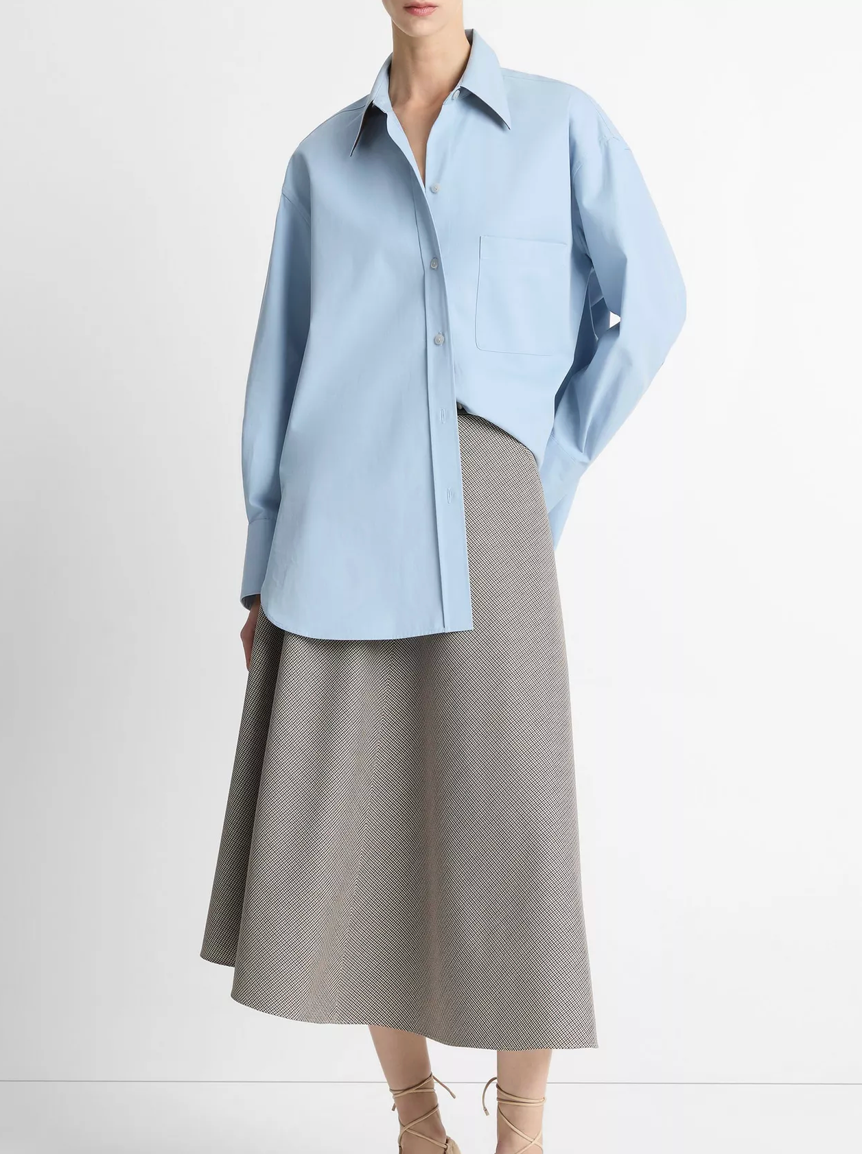 VINCE OVERSIZED SHIRT W/FAUX LEATHER-Clothing-Vince-Amalfi-XS-Mercantile Portland