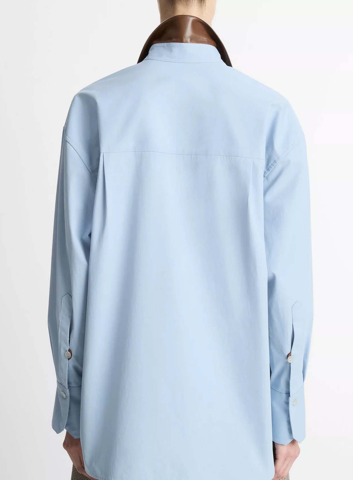 VINCE OVERSIZED SHIRT W/FAUX LEATHER-Clothing-Vince-Amalfi-XS-Mercantile Portland
