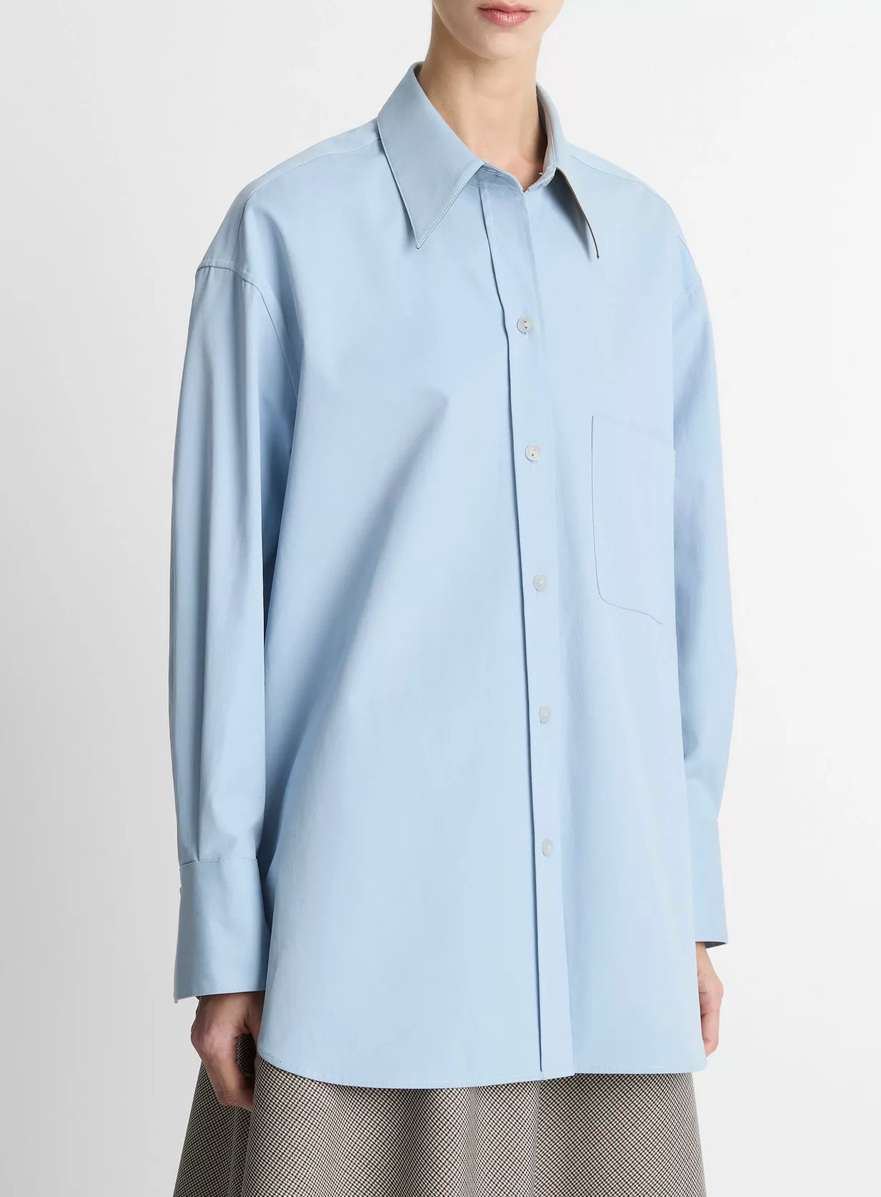 VINCE OVERSIZED SHIRT W/FAUX LEATHER-Clothing-Vince-Amalfi-XS-Mercantile Portland