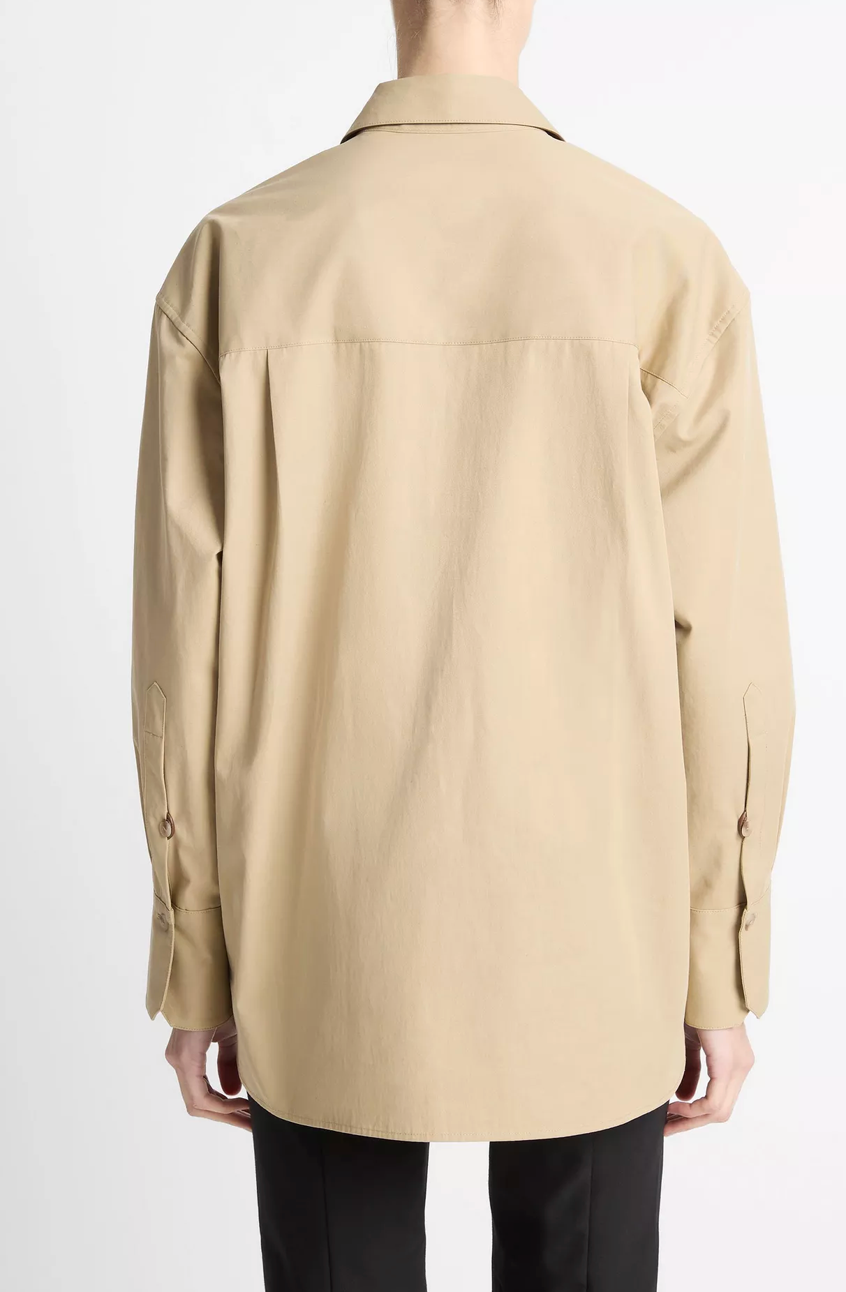 VINCE OVERSIZED SHIRT W/FAUX LEATHER-Clothing-Vince-Amalfi-XS-Mercantile Portland