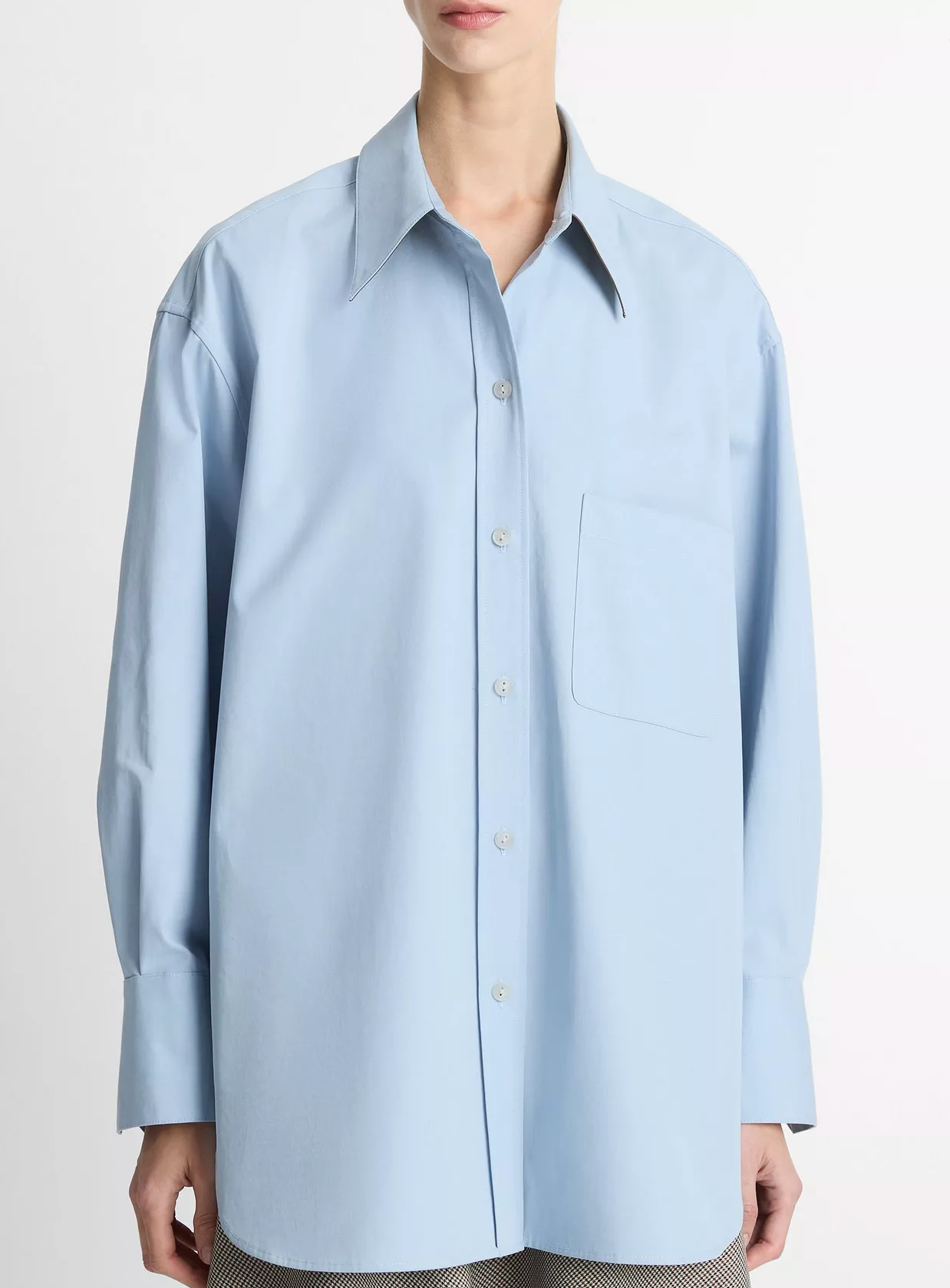 VINCE OVERSIZED SHIRT W/FAUX LEATHER-Clothing-Vince-Amalfi-XS-Mercantile Portland