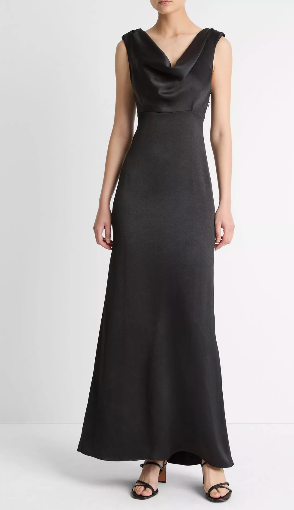 VINCE V138452015 DRAPED COWL MAXI DRESS BLK-Dresses-Vince-Black-4-Mercantile Portland