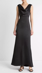VINCE V138452015 DRAPED COWL MAXI DRESS BLK-Dresses-Vince-Black-4-Mercantile Portland