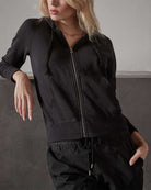 Vintage French Terry Zip Up Hoodie-Sweaters-James Perse-Black-0-Mercantile Portland
