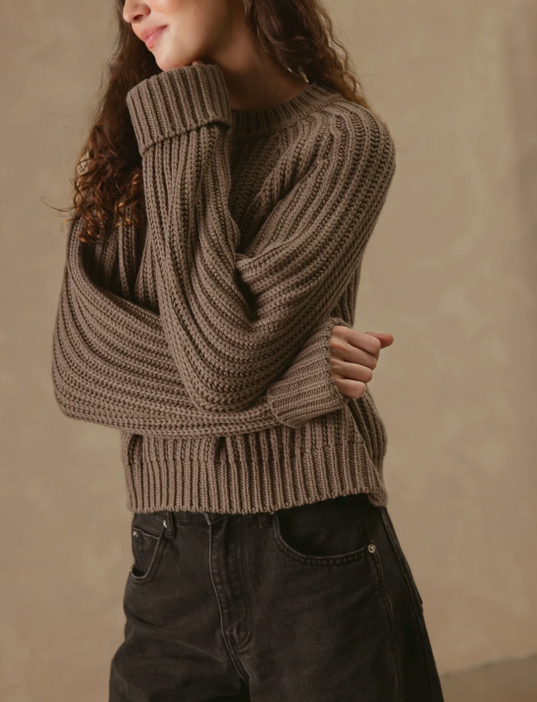 Violetta Chunky Ribbed Cotton Pullover-Sweaters-27 Miles-Driftwood-XS-Mercantile Portland