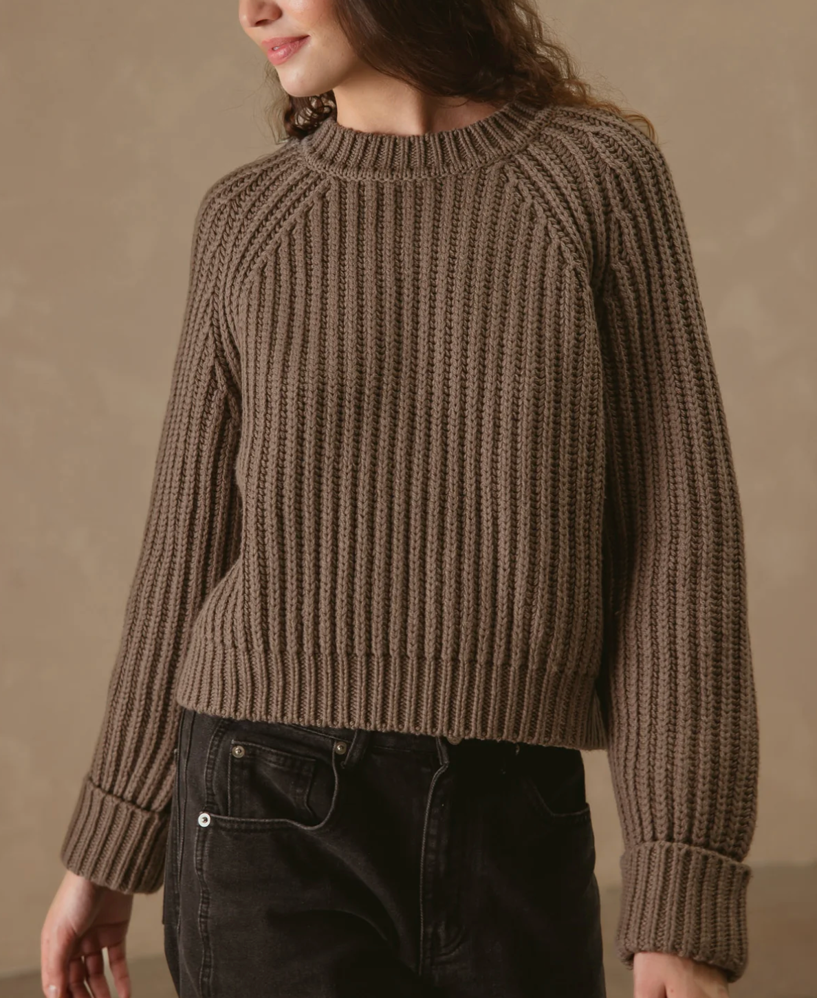 Violetta Chunky Ribbed Cotton Pullover-Sweaters-27 Miles-Driftwood-XS-Mercantile Portland