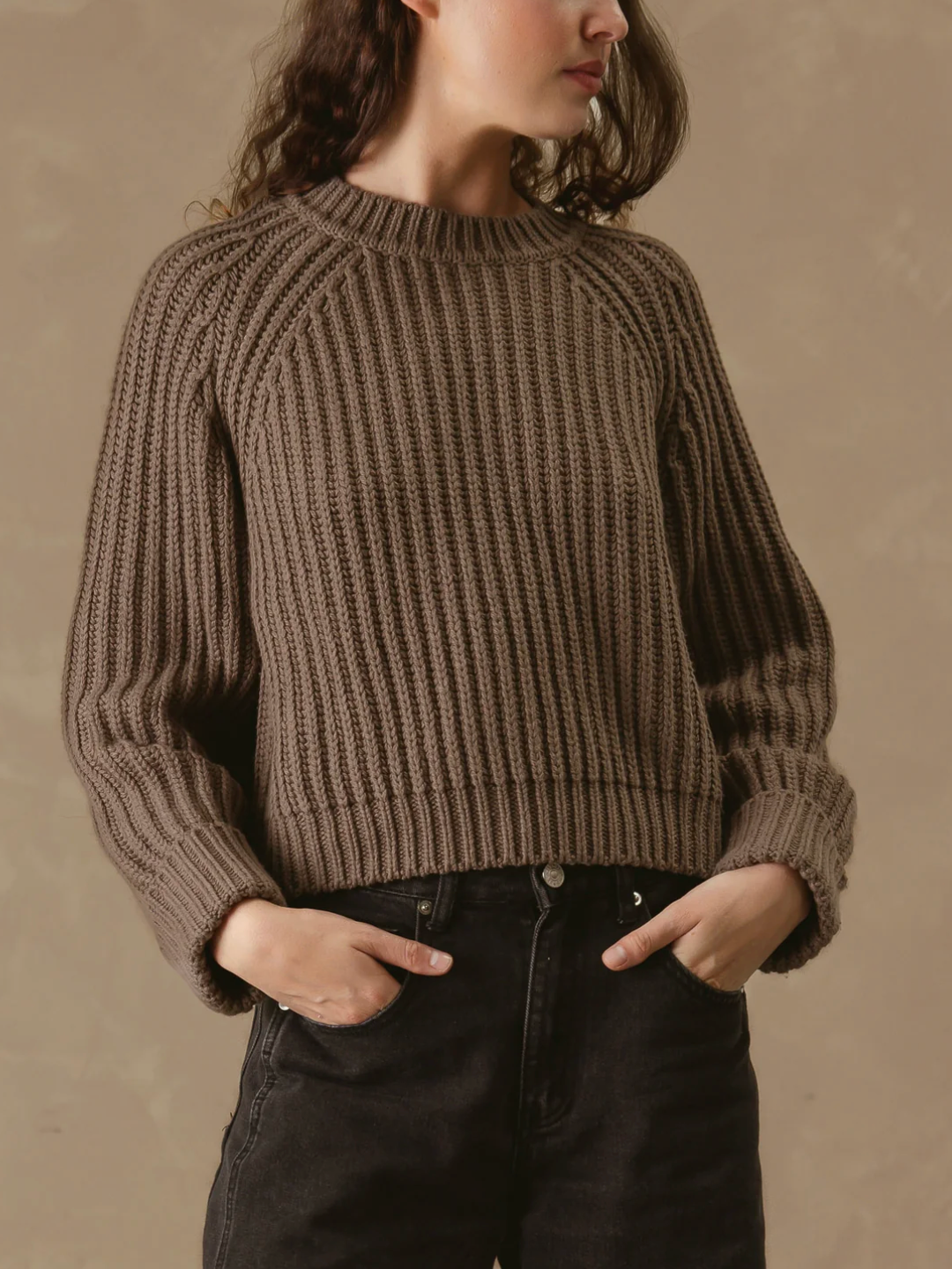 Violetta Chunky Ribbed Cotton Pullover-Sweaters-27 Miles-Driftwood-XS-Mercantile Portland