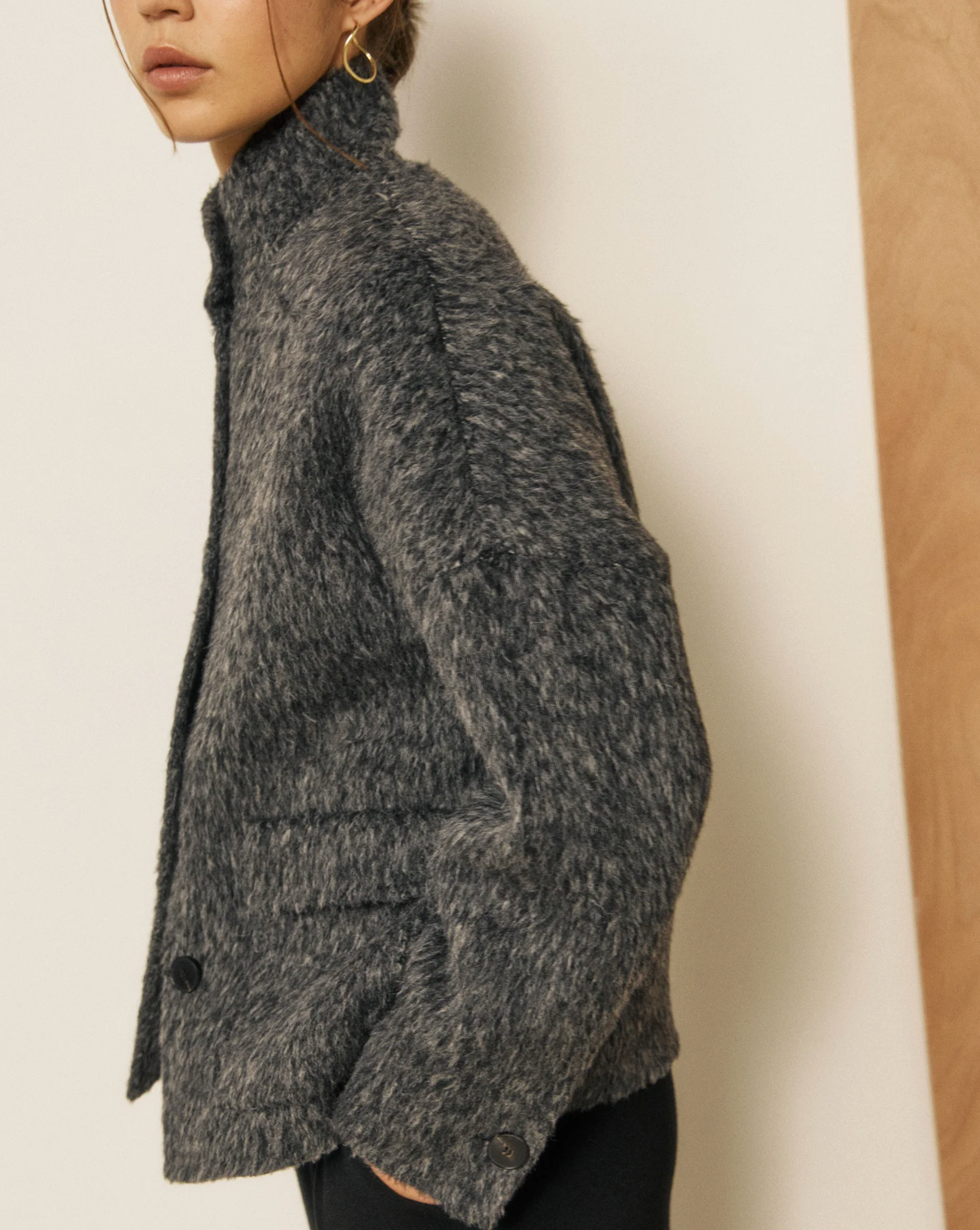 Vivien Jacket in Double-Faced Wool & Alpaca-Outerwear-HARTFORD-Grey-1-Mercantile Portland