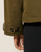 Voltaire Coat in Army Green Cotton Gabardine-Outerwear-HARTFORD-Army-1-Mercantile Portland