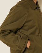Voltaire Coat in Army Green Cotton Gabardine-Outerwear-HARTFORD-Army-1-Mercantile Portland