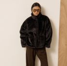 Vosmo Jacket in Chocolate Faux Fur-Outerwear-HARTFORD-Chocolate-1-Mercantile Portland