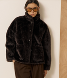 Vosmo Jacket in Chocolate Faux Fur-Outerwear-HARTFORD-Chocolate-1-Mercantile Portland