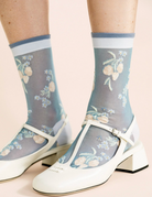 Wanda Sheer Crew Sock in Blue-Accessories-Hansel from Basel-Blue-OS-Mercantile Portland